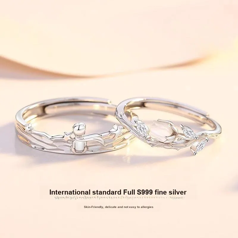 NIANNIANXI S999 Fine Silver Fresh And Trendy Sterling Silver Ring Unisex-2