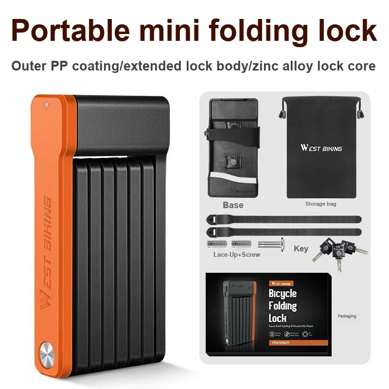WEST BIKING Bicycle Locks Anti Prying Folding Lock-4