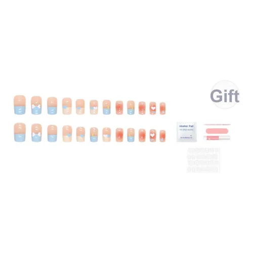 SEVERLAND Луна Сердце Бабочка Французский Стиль False Nail MID Длина Гороховый узор Jump Цвет 24 Шт