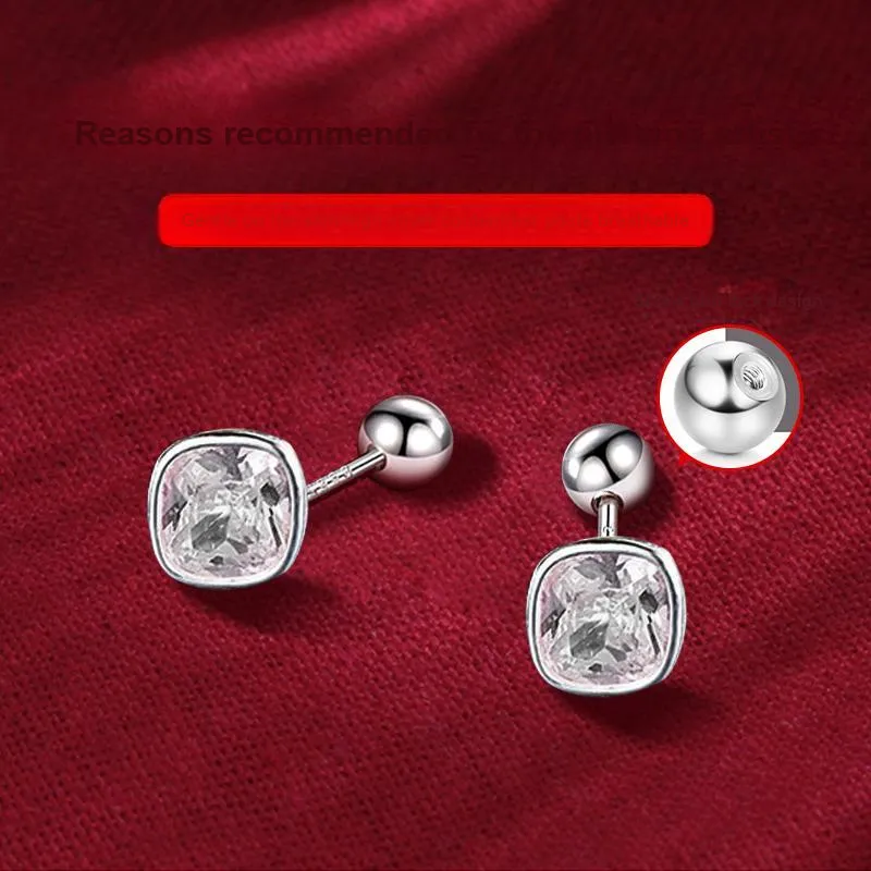 DAIRUO 999 Fine Silver Stud Earrings Men's-1