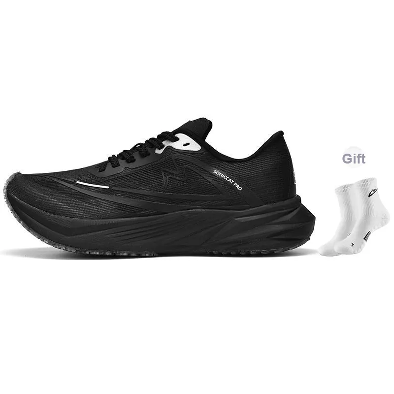 Sonic Cat Cushioning Breathable Thermal Coverage Low Top Full Length Carbon Plate Running Shoes Unisex Warrior Black-6