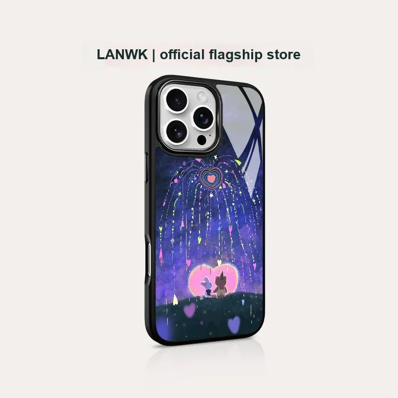LANWK Glass Material Endless Love Phone Case Compatible With Apple IPhone 13/14/15/16/Pro/Pro Max Anti Drop Magnetic-1