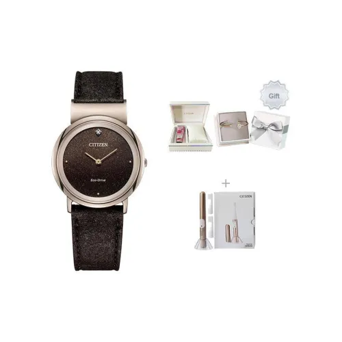 CITIZEN Haze Moon Collection Светильник Кварцевый механизм Кожаный ремешок Часы Женские Часы Красный Циферблат часов