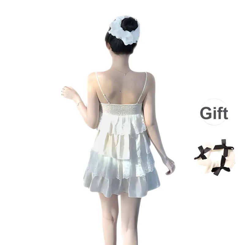TURN UP Slip Dresses Women's Apricot+Bowknot Hair Tie Comes With-1