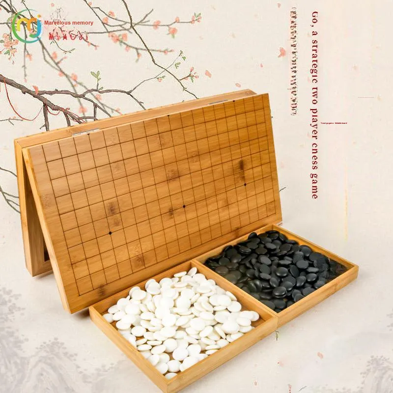 Miao Ji Go Five In A Row Set Foldable Camphor Wood Go Board Beginner's Jade Like Go Stones MJ8221 Board Games-4