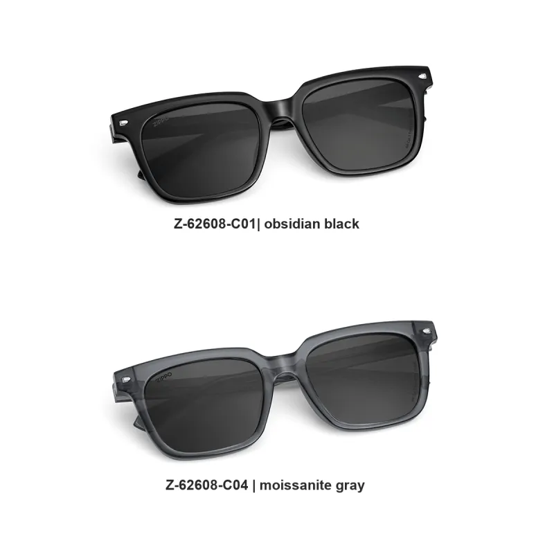 ZIPPO Plate Frame TR90 Square Sunglasses Unisex Black/Transparent Gray-4