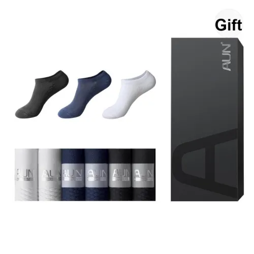 AUN 2 Черный 2 Белый 2 Темно-синий Мужские носки No Show