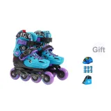 Lock Wheel Style Blue Explorer Clothing Sets[Graffiti Helmet+Colorful Protective Gear+Mesh Bag]