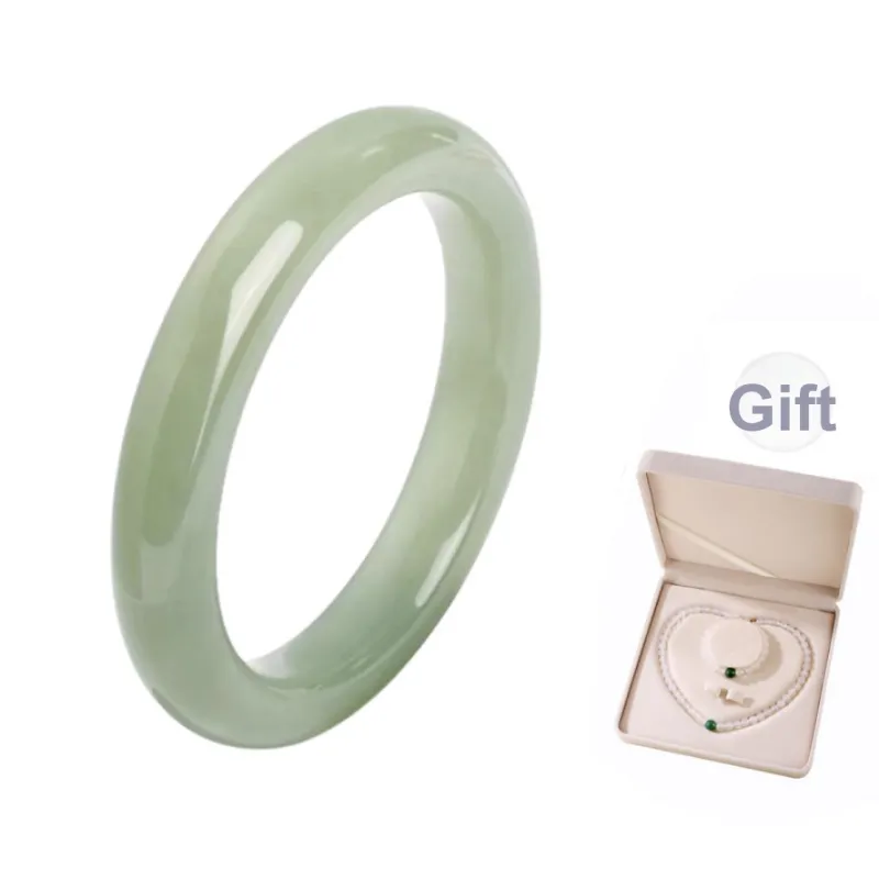 Beth Jewelry Hetian Jade Bangles Pale Greenish White Jade Women's-4