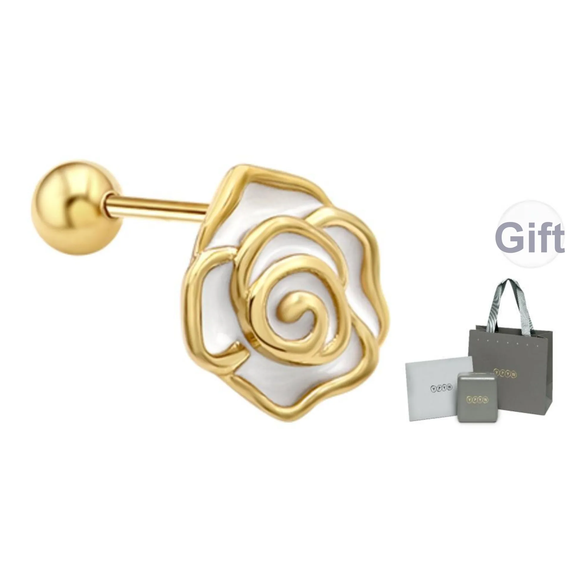 YPYN 10K Gold Single Stud Earrings Women's Gold