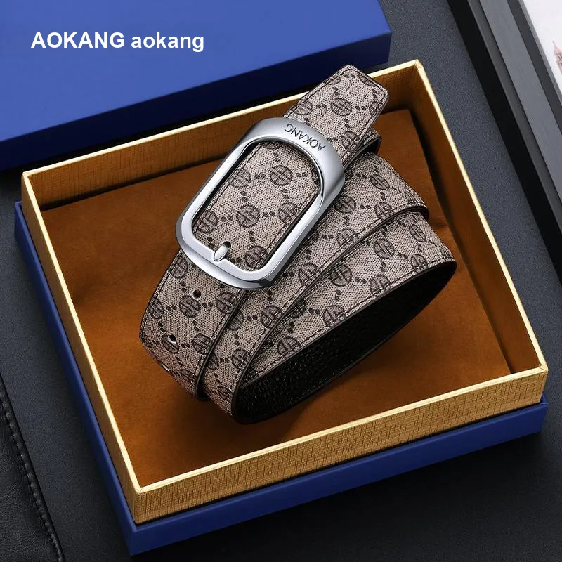 AOKANG Split Cow Leather Belts Men's 3.4CM-9