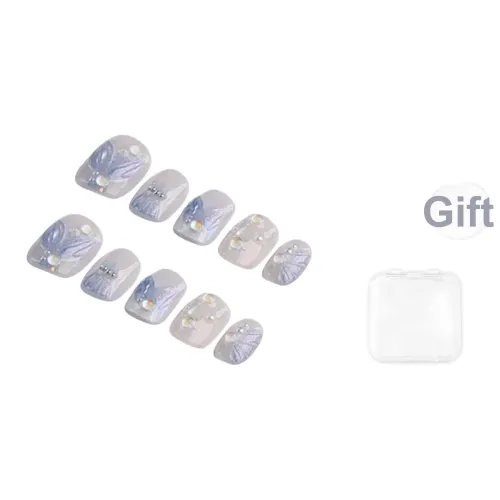 Fanze Эксклюзивный Wish Handcrafted False Nail Короткий LADDER Синий Smudge 15мм