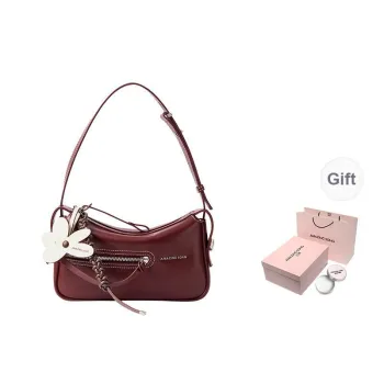 AMAZING SONG Cow Leather Mahjong Handbag Shoulder Bag Women's Elegant Black/Cream White/Ancora Red