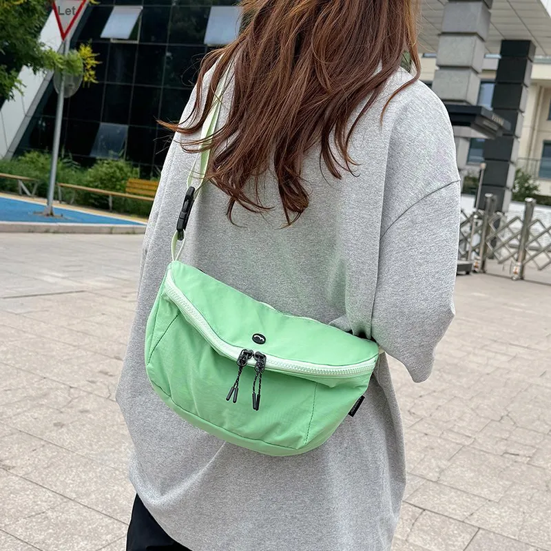 OUZIHUANG Nylon Fabric Shoulder Bag Crossbody Bag Unisex Black/Orange/Green/Khaki/Gray-4