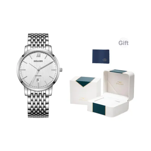 GOLGEN Кварцевый механизм ремешок из нержавеющей стали унисекс серебристый циферблат