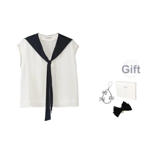 Fstudio Лето V-образный вырез Цветовой блок Универсальный Шаль Короткий рукав Рубашка Женская