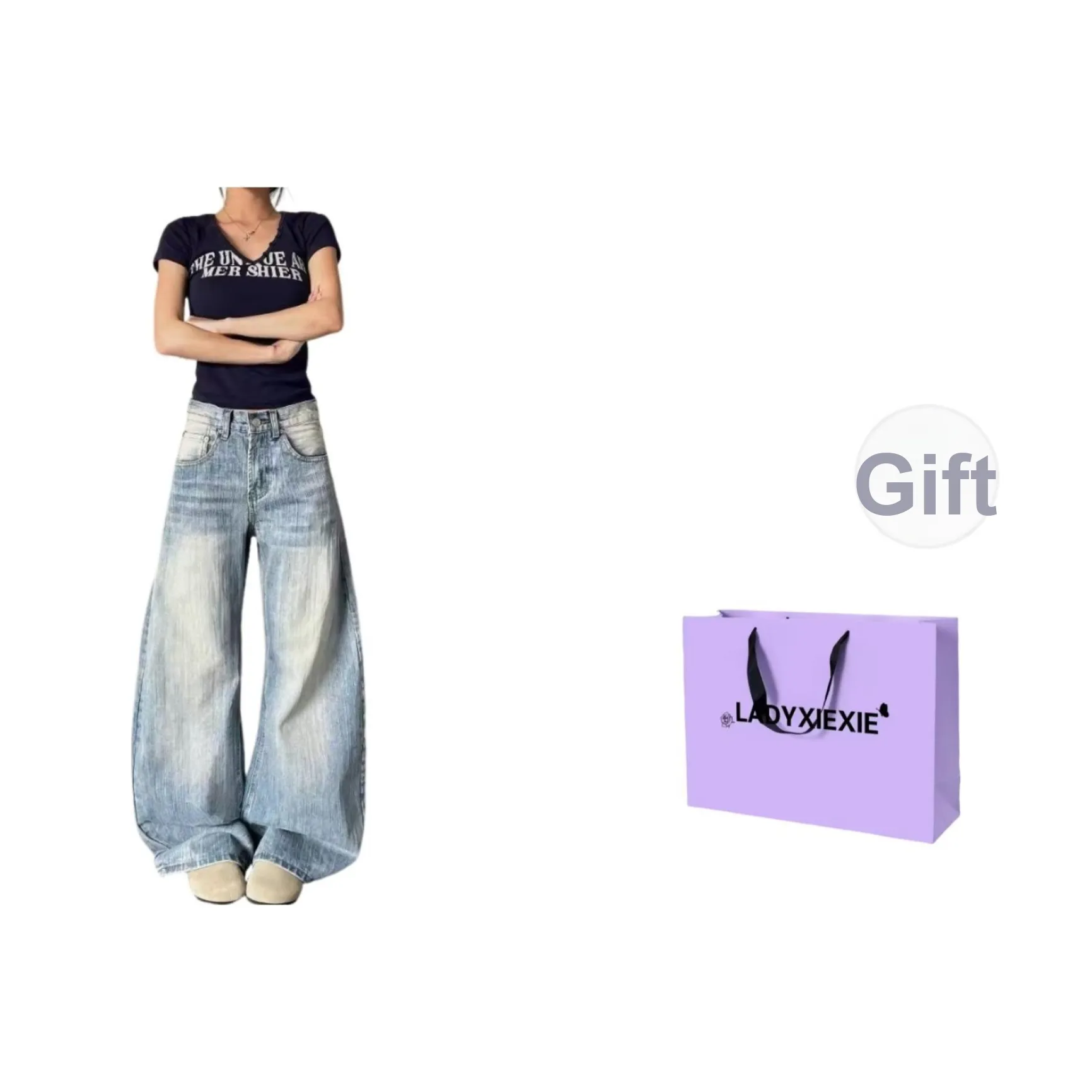 LADYXIEXIE Blue Women's Jeans LADYXIEXIE Синий Женские Джинсы