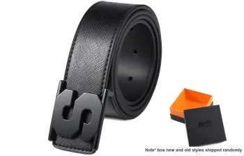 ICONS Lab S Letter Plate Buckle Belt-Versatile Minimalist Style Leather Belts Unisex