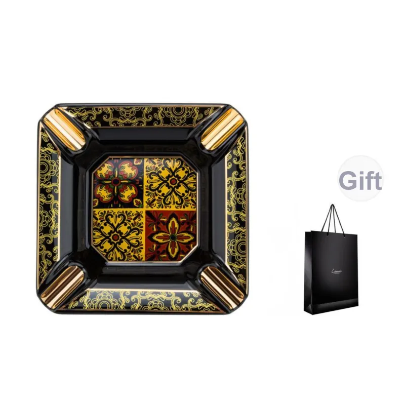 LUBINSKI Ceramic Ashtrays Green/Black-7