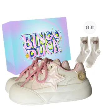 BINGO DUCK Breathable Height Increasing Coverage Low Top Skateboard Shoes Women's Light Pink