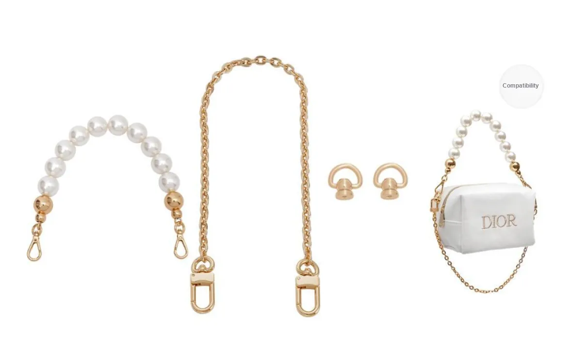 Lan Bao Fan Alloy Metal Bag Accessory Pearl Chain Women
s Gold-Tone