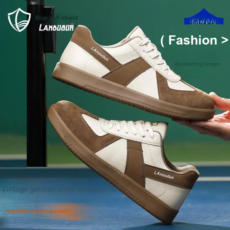 Blue Gull Shield Labor Shoes Trendy Brands Impact Resistant Low Top Outdoor Shoes Unisex White Brown-7