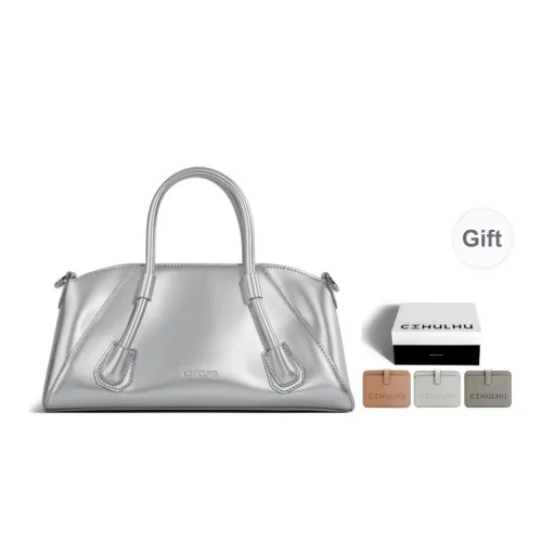Cthulhu Cow Leather Diagonal Handbag Crossbody Bag Medium Size Unisex Coffee/Silver