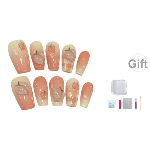 A Few More Cute Конфетный цвет Медово-персиковый False Nail Короткий LADDER Розовый Однотонный Французский