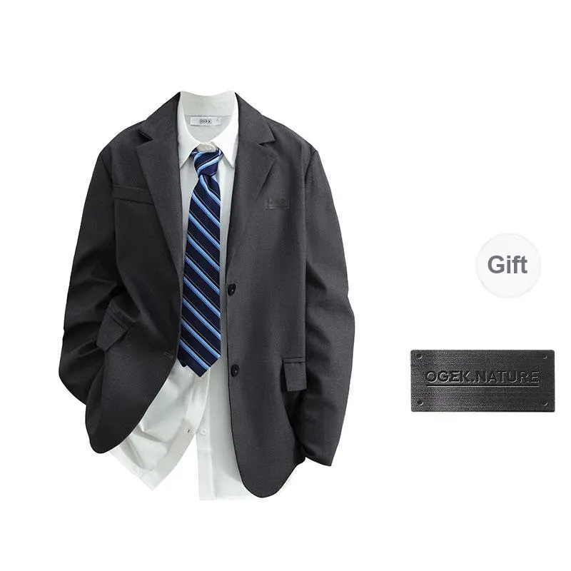 OGEK Business Suit Unisex Dark Gray Comes With White Shirt+Brooch-7