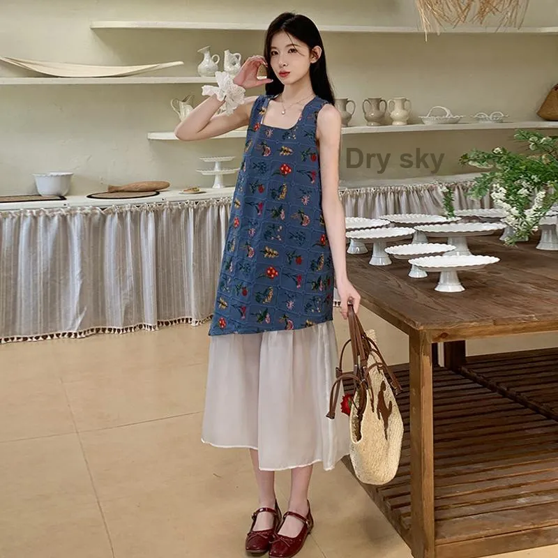 HAPG Sleeveless Dresses Women's Blue Shopping Bag Included-2