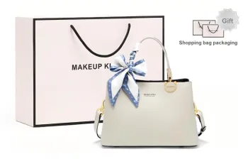 MAKEUP KITTEN Genuine Leather Cow Leather Crossbody Bags Shoulder Bags Handbags Large Size Women's Azure Cloud