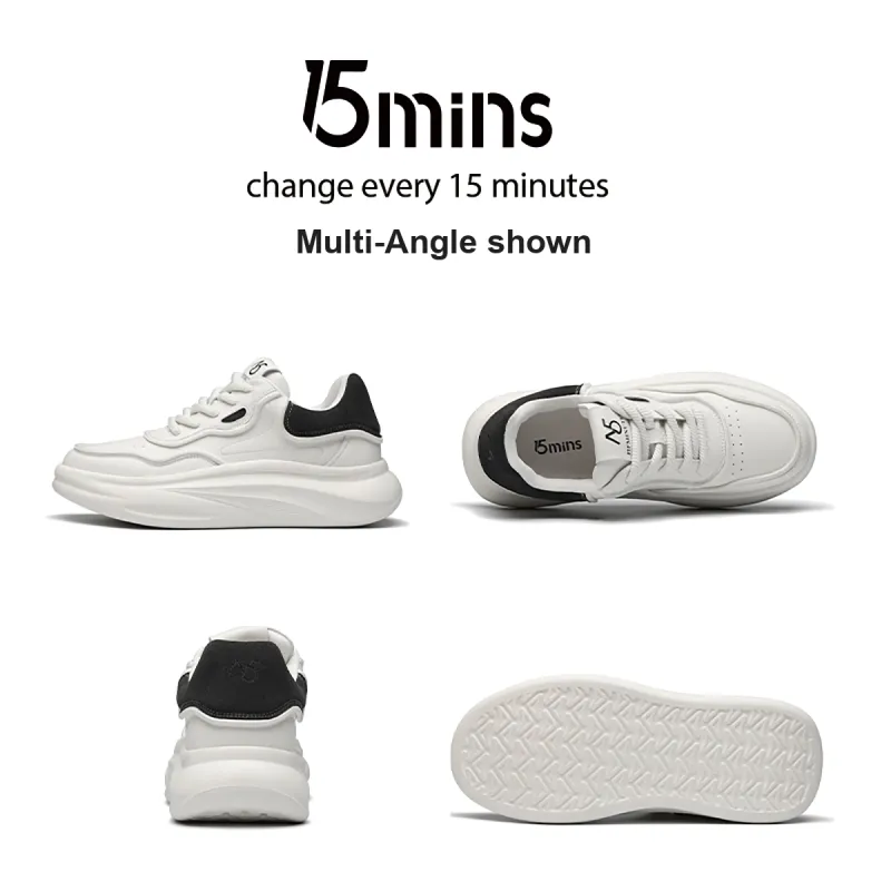 15 MINS Anti-Slip Wear-Resistant Lightweight Breathable Low-Top Skateboard Shoes Men's White-2
