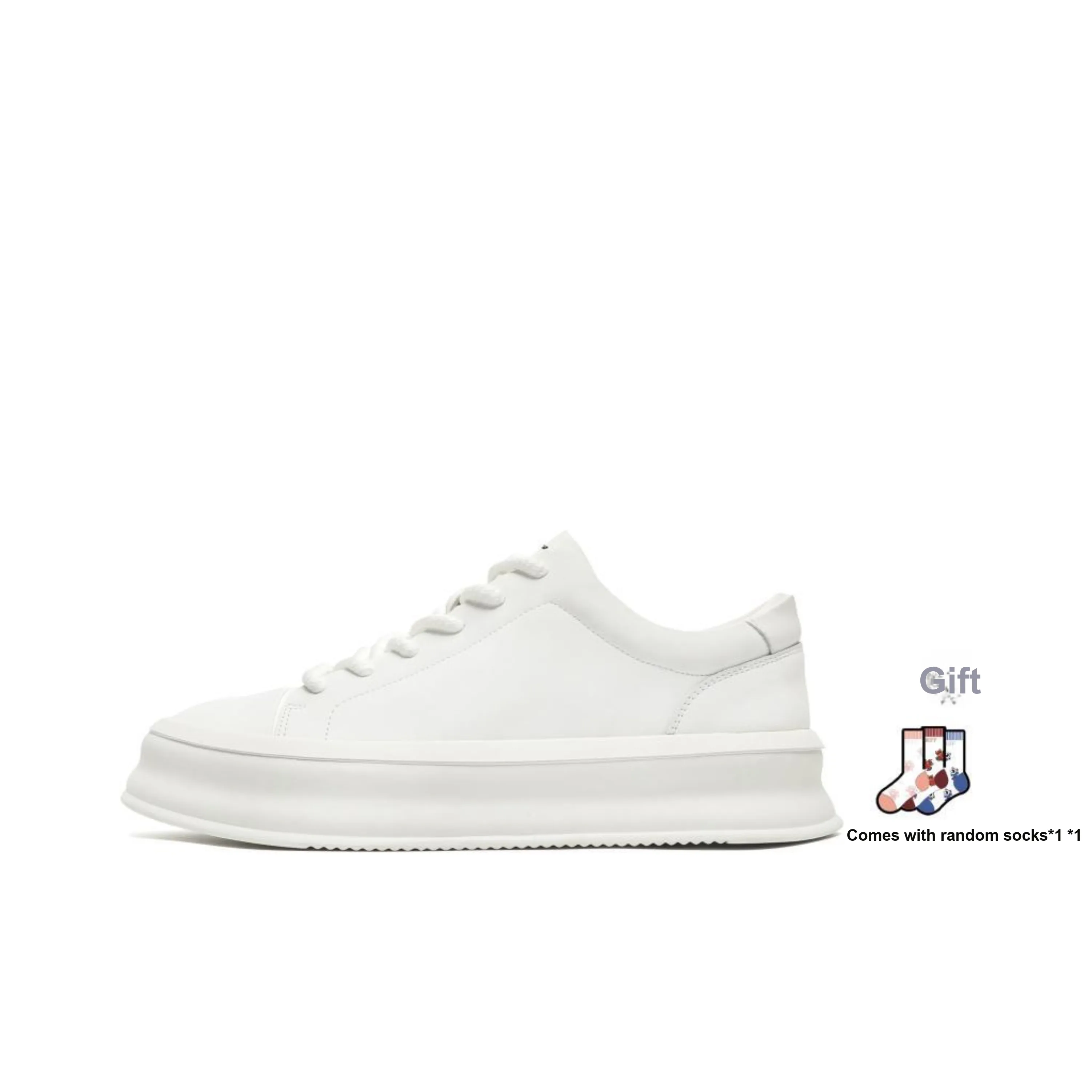 BUFFALO BOUND Small White Shoes Anti Slip Wear Resistant Low Top Skateboard Shoes Men's White