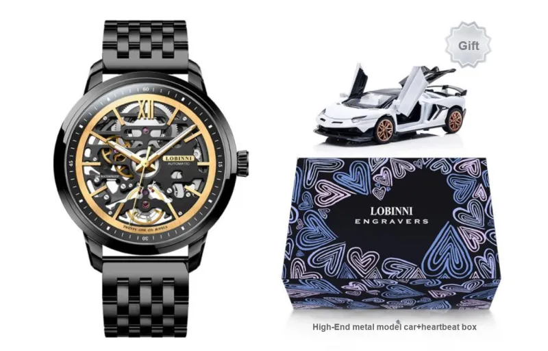 LOBINNI L Automatic Mechanical Movement Genuine Leather Strap Watch Men's Watches Cut-Out Dial-28