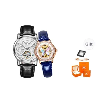 OLEVS Mechanical Movement Stainless Steel Watchband Watch Unisex White Dial