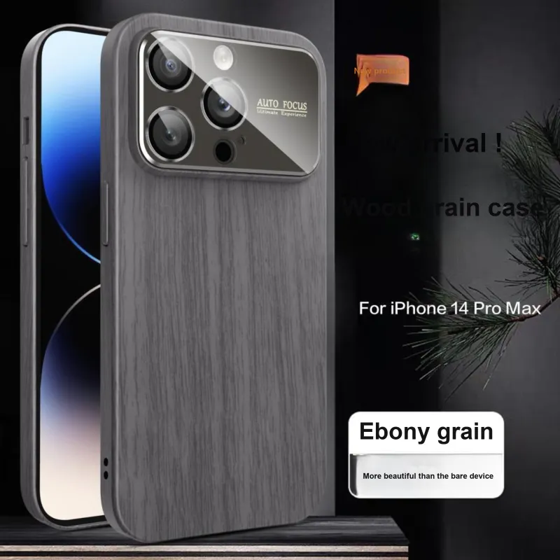 Koman TPU Material Large Window Skin Like Wood Grain Phone Cases Compatible With Apple IPhone 12/13/14/15/16/Pro/Mac-1