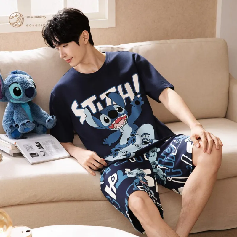 Gongdie x Disney Pajama Set Men's Dark Blue-3