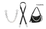 Black 1.8 Width 90-120cm+Silver Heart Pearl Decorative Chain 38cm