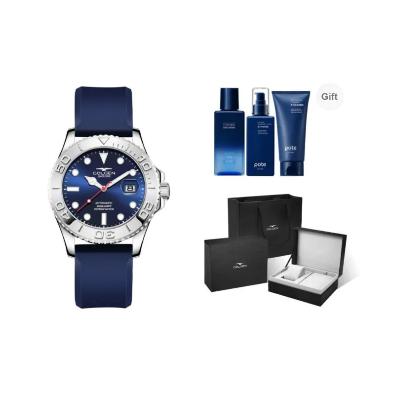 GOLGEN Auger Collection Automatic Mechanical Movement Silicone Strap Watch Men's Watches Black Dial-10