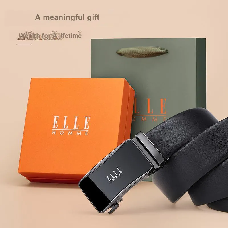 ELLE HOMME Cow Leather Belts Men's Width 3.5cm-3