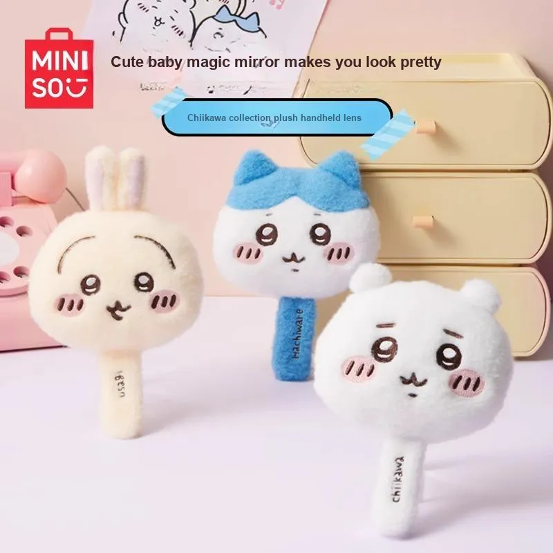 MINISO Chiikawa Collection Usagi Hachiware Chiikawa Plush Handheld Makeup Mirror Compact Portable Mirror-1