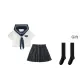Modified White Three-Button Shirt+Charcoal Gray Checkered Skirt+Blue Baby Bandana Bibs
