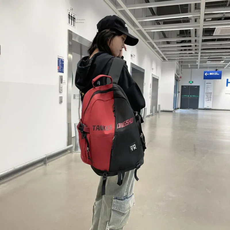 URBAN FOREST Nylon Backpack Unisex White/Red/Green/Blue-12