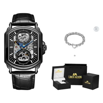 LIBER AEDON Wrist Watch Mechanical Movement Cut-Out Dial Men's Watches