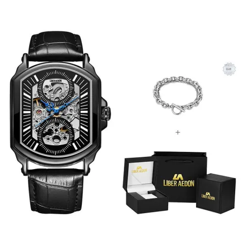 LIBER AEDON Wrist Watch Mechanical Movement Cut Out Dial Men's Watches