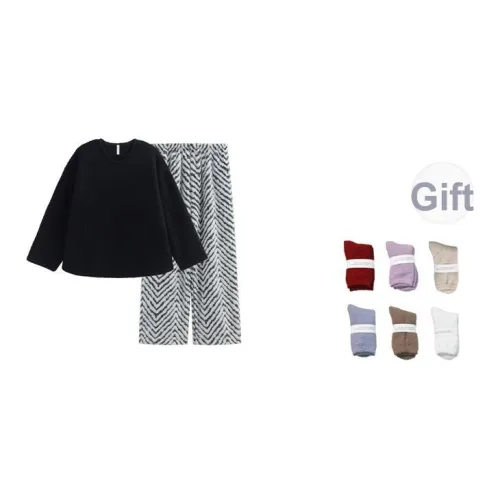 Same Language Пижамный комплект Женские Wabi Sabi Черный · Серо-белые полосы