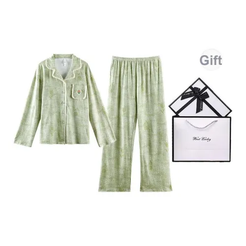 Q'NIANMA Пижамный комплект для женщин набор в подарочной коробке цвет матча зеленый
