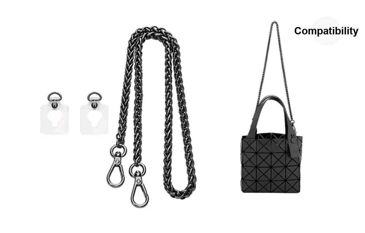 Lan Bao Fan Bag Metal Chain Bag Accessory Unisex Gunmetal, Black