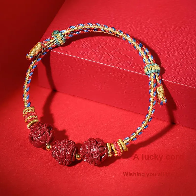 With The Heart Of The Jade Reconstructed Cinnabar Bracelets Unisex-5
