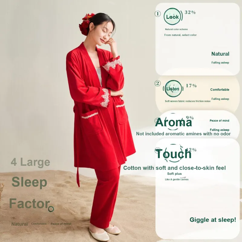 Aannsfam Pajama Set Women's Basic Red-1